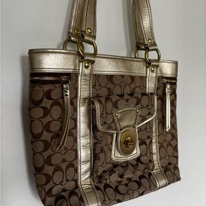 Coach 65th anniversary Legacy Tote with signature design